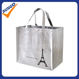 Customized silver coated laminated pp non woven tote bag